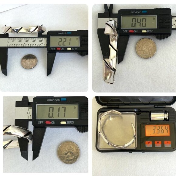 Sterling Silver 925 Heavy Chunky Oval Twisted Cuff Bracelet Sz 6.5" 33g - Picture 10 of 16